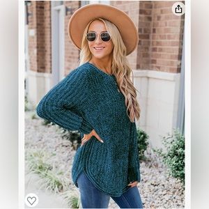 Women’s XXL, Chenille Long Sleeve Sweater, Teal, NWT